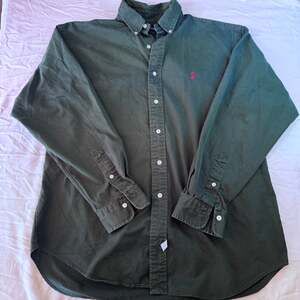 Vintage Polo Ralph Lauren L Longsleeve Casual Shirt Khaki Green